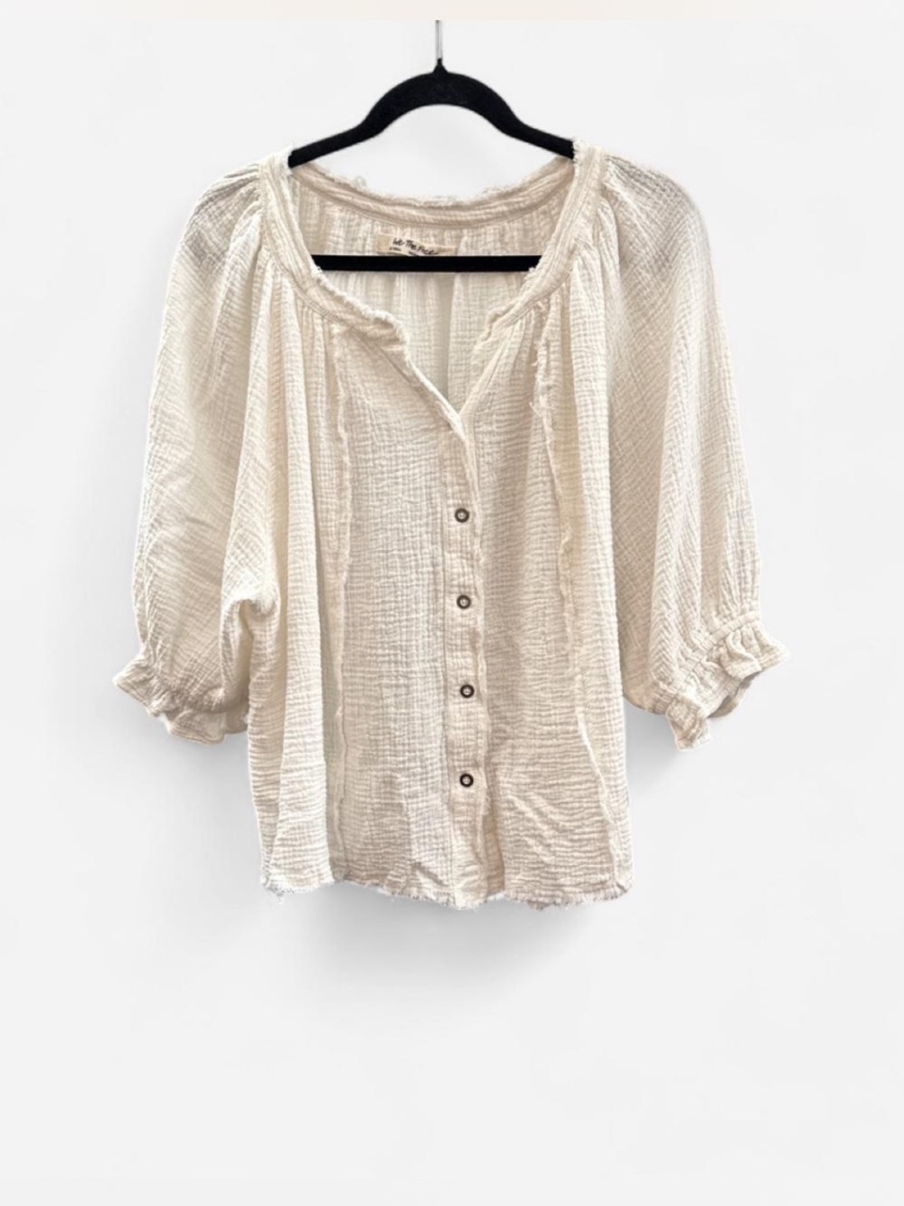 Free People Lucy solid swing top white peasant bohemian cottagecore indie size S